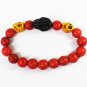 Turquoise Black Yellow Skull Bead Red Veins Ball Beads Stretch Bracelet ZZ2516