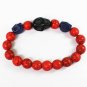 Turquoise Black Blue Skull Bead Red Veins Ball Beads Stretch Bracelet ZZ2519