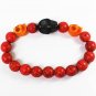 Turquoise Black Orange Skull Bead Red Veins Ball Beads Stretch Bracelet ZZ2520