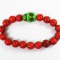 Turquoise Green Skull Bead Red Veins Ball Beads Stretch Bracelet ZZ2522