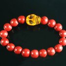 Turquoise Yellow Skull Bead Red Veins Ball Beads Stretch Bracelet ZZ2523