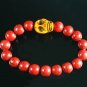 Turquoise Yellow Skull Bead Red Veins Ball Beads Stretch Bracelet ZZ2523