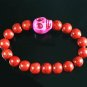 Turquoise Hot Pink Skull Bead Red Veins Ball Beads Stretch Bracelet ZZ2524