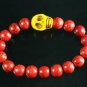 Turquoise Yellow Skull Bead Red Veins Ball Beads Stretch Bracelet ZZ2526