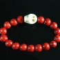 Turquoise White Skull Bead Red Veins Ball Beads Stretch Bracelet ZZ2527