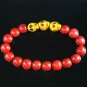 Turquoise Yellow Skull Bead Red Veins Ball Beads Stretch Bracelet ZZ2532