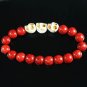 Turquoise White Skull Bead Red Veins Ball Beads Stretch Bracelet ZZ2533