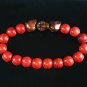Turquoise Brown Skull Bead Red Veins Ball Beads Stretch Bracelet ZZ2534