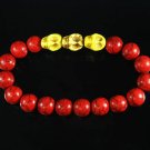 Turquoise Yellow Skull Bead Red Veins Ball Beads Stretch Bracelet ZZ2535