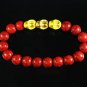 Turquoise Yellow Skull Bead Red Veins Ball Beads Stretch Bracelet ZZ2535