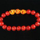 Turquoise Orange Skull Bead Red Veins Ball Beads Stretch Bracelet ZZ2538