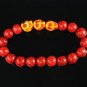 Turquoise Orange Skull Bead Red Veins Ball Beads Stretch Bracelet ZZ2538