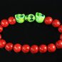 Turquoise Green Skull Bead Red Veins Ball Beads Stretch Bracelet ZZ2539