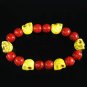 Turquoise Yellow Skull Bead Red Veins Ball Beads Stretch Bracelet ZZ2540