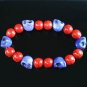 Turquoise Purple Skull Bead Red Veins Ball Beads Stretch Bracelet ZZ2544