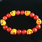 Turquoise Orange Skull Bead Red Veins Ball Beads Stretch Bracelet ZZ2545