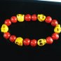 Turquoise Yellow Skull Bead Red Veins Ball Beads Stretch Bracelet ZZ2549