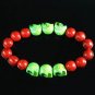 Turquoise Green Skull Bead Red Veins Ball Beads Stretch Bracelet ZZ2553
