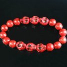 Turquoise Red Skull Bead Red Veins Ball Beads Stretch Bracelet ZZ2554