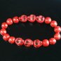 Turquoise Red Skull Bead Red Veins Ball Beads Stretch Bracelet ZZ2554