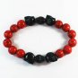 Turquoise Black Skull Bead Red Veins Ball Beads Stretch Bracelet ZZ2555