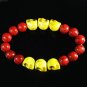 Turquoise Yellow Skull Bead Red Veins Ball Beads Stretch Bracelet ZZ2558