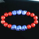 Turquoise Purple Skull Bead Red Veins Ball Beads Stretch Bracelet ZZ2559