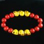 Turquoise Yellow Skull Bead Red Veins Ball Beads Stretch Bracelet ZZ2560