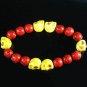 Turquoise Yellow Skull Bead Red Veins Ball Beads Stretch Bracelet ZZ2564