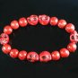 Turquoise Red Skull Bead Red Veins Ball Beads Stretch Bracelet ZZ2565