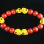 Turquoise Yellow Skull Bead Red Veins Ball Beads Stretch Bracelet ZZ2566