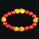 Turquoise Orange Skull Bead Red Veins Ball Beads Stretch Bracelet ZZ2568