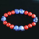 Turquoise Purple Skull Bead Red Veins Ball Beads Stretch Bracelet ZZ2572