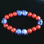 Turquoise Purple Skull Bead Red Veins Ball Beads Stretch Bracelet ZZ2572