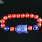 Turquoise Purple-Blue Buddha Skull Beads Red Veins Ball Beads Stretch Bracelet ZZ2573