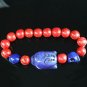Turquoise Purple-Blue Buddha Skull Beads Red Veins Ball Beads Stretch Bracelet ZZ2573