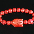 Turquoise Red Buddha Skull Beads Red Veins Ball Beads Stretch Bracelet ZZ2577