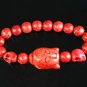 Turquoise Red Buddha Skull Beads Red Veins Ball Beads Stretch Bracelet ZZ2577