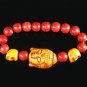 Turquoise Orange Buddha Skull Beads Red Veins Ball Beads Stretch Bracelet ZZ2579