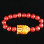 Turquoise Orange Buddha Bead Red Veins Ball Beads Stretch Bracelet ZZ2580