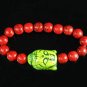Turquoise Green Buddha Bead Red Veins Ball Beads Stretch Bracelet ZZ2581