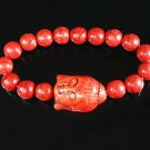 Turquoise Red Buddha Bead Red Veins Ball Beads Stretch Bracelet ZZ2582