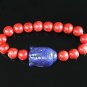 Turquoise Blue-Purple Buddha Bead Red Veins Ball Beads Stretch Bracelet ZZ2583