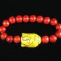 Turquoise Yellow Buddha Bead Red Veins Ball Beads Stretch Bracelet ZZ2585
