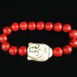 Turquoise White Buddha Bead Red Veins Ball Beads Stretch Bracelet ZZ2586