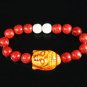 Turquoise Orange Buddha Bead Red White Veins Ball Beads Stretch Bracelet ZZ2588