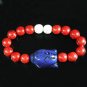 Turquoise Blue-Purple Buddha Bead Red White Veins Ball Beads Stretch Bracelet ZZ2589