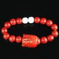 Turquoise Red Buddha Bead Red White Veins Ball Beads Stretch Bracelet ZZ2590