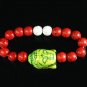 Turquoise Green Buddha Bead Red White Veins Ball Beads Stretch Bracelet ZZ2593