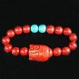 Turquoise Red Buddha Bead Red Blue Veins Ball Beads Stretch Bracelet ZZ2595